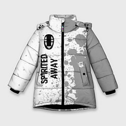 Куртка зимняя для девочки Spirited Away glitch на светлом фоне: по-вертикали, цвет: 3D-черный