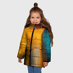 Куртка зимняя для девочки Оранжевые тени и краски, цвет: 3D-черный — фото 2