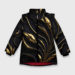 Зимняя куртка для девочки Золотой орнамент на черном