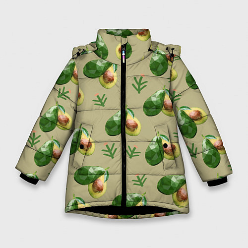 Зимняя куртка для девочки Авокадо и веточка / 3D-Черный – фото 1