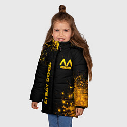 Куртка зимняя для девочки Bungo Stray Dogs - gold gradient: надпись, символ, цвет: 3D-черный — фото 2