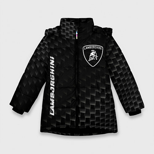 Зимняя куртка для девочки Lamborghini карбоновый фон / 3D-Черный – фото 1