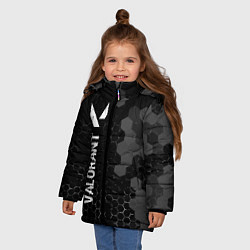 Куртка зимняя для девочки Valorant glitch на темном фоне: по-вертикали, цвет: 3D-черный — фото 2
