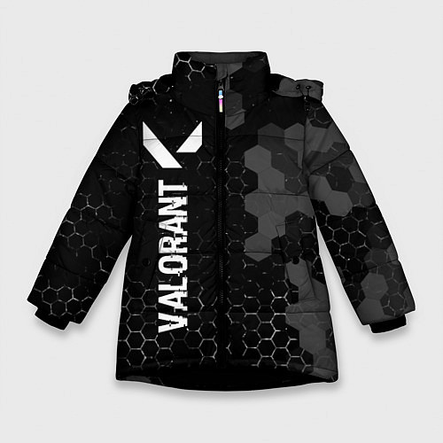 Зимняя куртка для девочки Valorant glitch на темном фоне: по-вертикали / 3D-Черный – фото 1