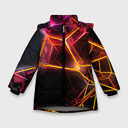 Куртка зимняя для девочки Неоновая конструкция, цвет: 3D-светло-серый