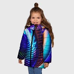 Куртка зимняя для девочки Неоновый водоворот, цвет: 3D-черный — фото 2