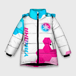 Зимняя куртка для девочки Yamaha neon gradient style: надпись, символ