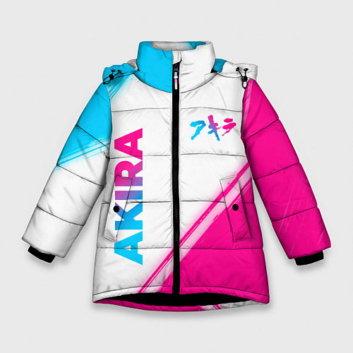 Зимняя куртка для девочки Akira neon gradient style: надпись, символ / 3D-Черный – фото 1
