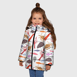 Куртка зимняя для девочки Морской пейзаж, цвет: 3D-черный — фото 2