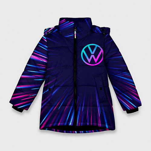 Зимняя куртка для девочки Volkswagen neon speed lines / 3D-Черный – фото 1