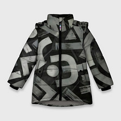 Куртка зимняя для девочки Шрифтовые узоры, цвет: 3D-светло-серый