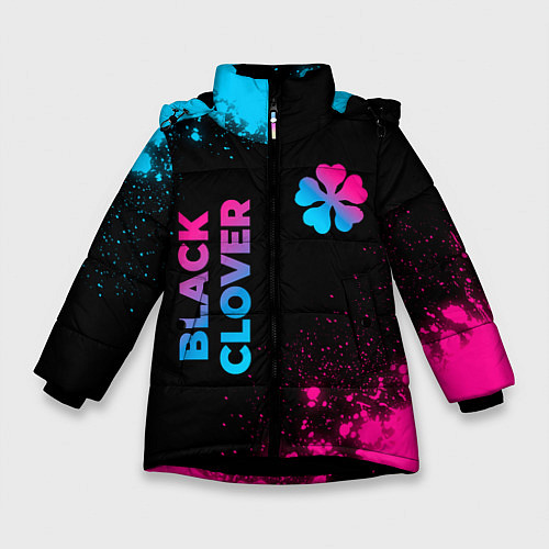 Зимняя куртка для девочки Black Clover - neon gradient: надпись, символ / 3D-Черный – фото 1