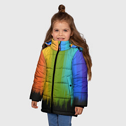 Куртка зимняя для девочки Летняя радуга, цвет: 3D-черный — фото 2