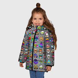 Куртка зимняя для девочки Значки на скины Бравл Старс Brawl Серый градиент П, цвет: 3D-красный — фото 2