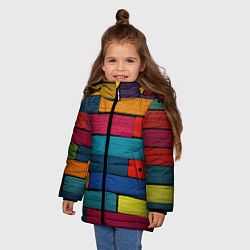 Куртка зимняя для девочки Цветные кирпичики, цвет: 3D-светло-серый — фото 2