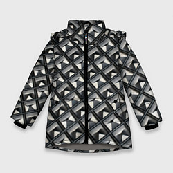 Куртка зимняя для девочки Текстура металла, цвет: 3D-светло-серый