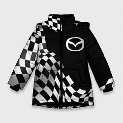 Куртка зимняя для девочки Mazda racing flag, цвет: 3D-черный