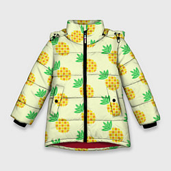 Куртка зимняя для девочки Летние ананасы, цвет: 3D-красный