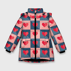 Куртка зимняя для девочки Pettern hearts, цвет: 3D-черный