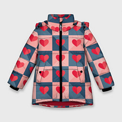 Куртка зимняя для девочки Pettern hearts, цвет: 3D-красный