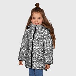 Куртка зимняя для девочки Абстрактный фон органических линий, цвет: 3D-светло-серый — фото 2