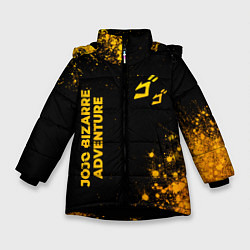 Зимняя куртка для девочки JoJo Bizarre Adventure - gold gradient: надпись, с