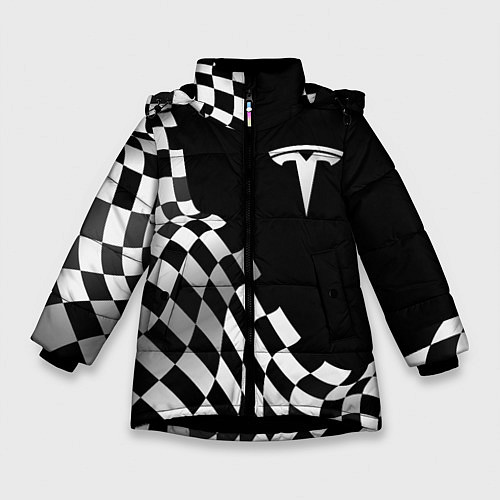 Зимняя куртка для девочки Tesla racing flag / 3D-Черный – фото 1