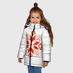 Куртка зимняя для девочки Удмуртский узор, цвет: 3D-светло-серый — фото 2