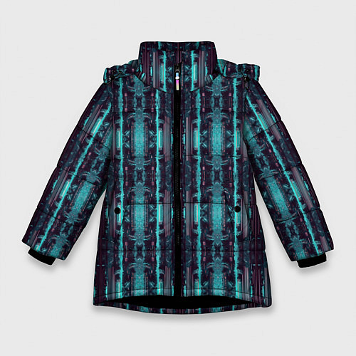 Зимняя куртка для девочки Киберпанк атмосфера / 3D-Черный – фото 1