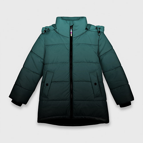 Зимняя куртка для девочки Градиент зелено-черный / 3D-Черный – фото 1