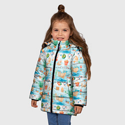 Куртка зимняя для девочки Летнее настроение, цвет: 3D-черный — фото 2