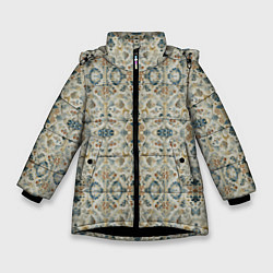 Куртка зимняя для девочки Царские узоры, цвет: 3D-черный