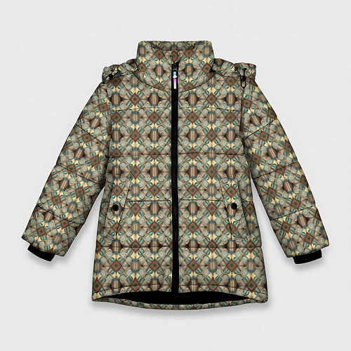 Зимняя куртка для девочки Золотисто-коричневая симметрия / 3D-Черный – фото 1