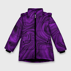 Куртка зимняя для девочки Фиолетовая абстракция размытие, цвет: 3D-черный