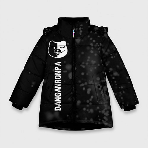 Зимняя куртка для девочки Danganronpa glitch на темном фоне: по-вертикали / 3D-Черный – фото 1