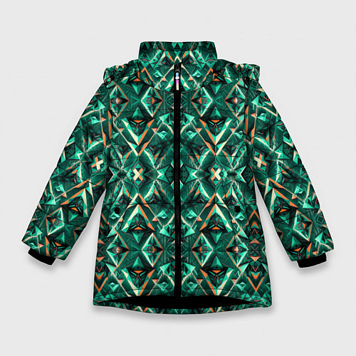 Зимняя куртка для девочки Изумрудный калейдоскоп / 3D-Черный – фото 1