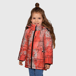 Куртка зимняя для девочки Красные и серые трещины, цвет: 3D-красный — фото 2