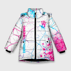 Зимняя куртка для девочки Death Stranding neon gradient style: надпись, симв
