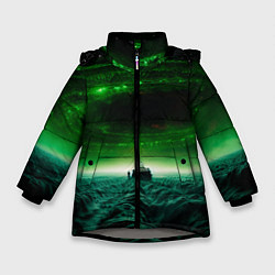 Куртка зимняя для девочки Космический шторм, цвет: 3D-светло-серый