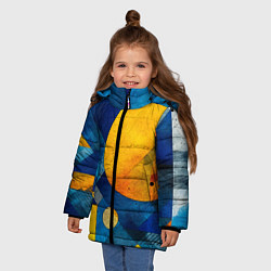 Куртка зимняя для девочки Жёлтая и синяя геометрия, цвет: 3D-светло-серый — фото 2
