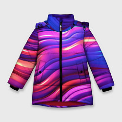 Куртка зимняя для девочки Неоновые волны, цвет: 3D-красный