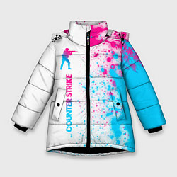 Зимняя куртка для девочки Counter Strike neon gradient style: по-вертикали