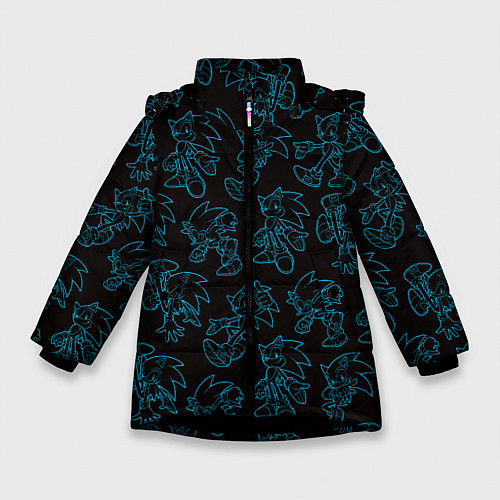 Зимняя куртка для девочки Соник паттерн / 3D-Черный – фото 1