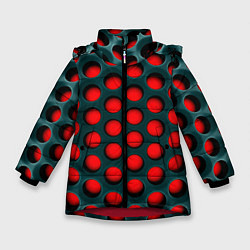 Куртка зимняя для девочки Сотовая структура 3D, цвет: 3D-красный