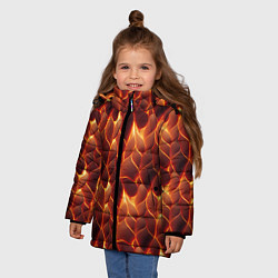 Куртка зимняя для девочки Огненная мозаичная текстура, цвет: 3D-светло-серый — фото 2