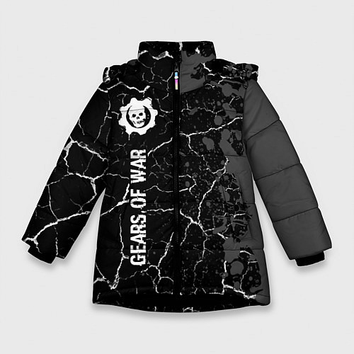 Зимняя куртка для девочки Gears of War glitch на темном фоне: по-вертикали / 3D-Черный – фото 1