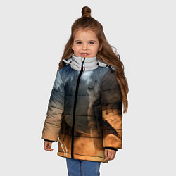 Куртка зимняя для девочки Волки на севере, цвет: 3D-черный — фото 2