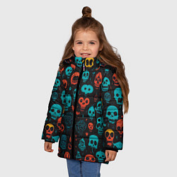 Куртка зимняя для девочки Skull party, цвет: 3D-красный — фото 2