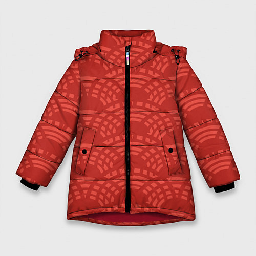Зимняя куртка для девочки Абстракция в китайском стиле / 3D-Красный – фото 1