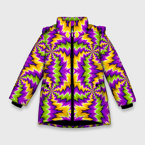 Зимняя куртка для девочки Красочная иллюзия вращения / 3D-Черный – фото 1